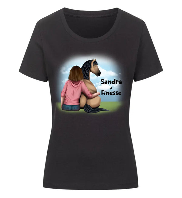 "Pferd und Frauchen" T-Shirt Damen (personalisierbar)