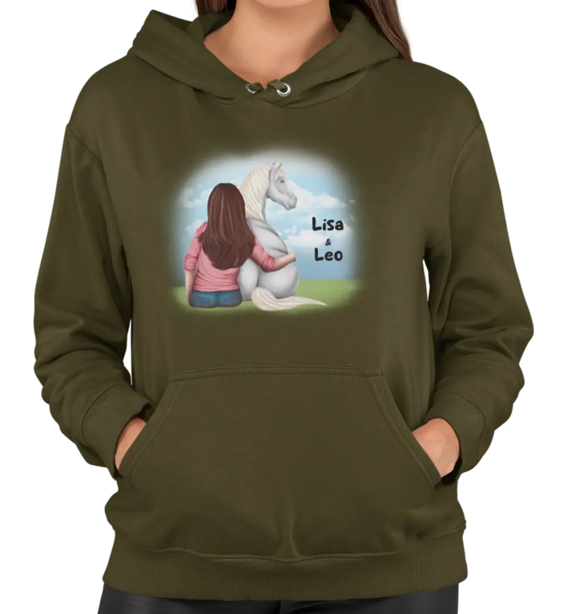 "Pferd und Frauchen" Hoodie Damen (personalisierbar)