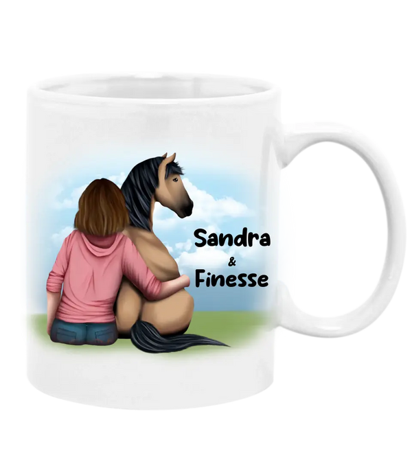 "Pferd und Frauchen" Tasse (personalisierbar)