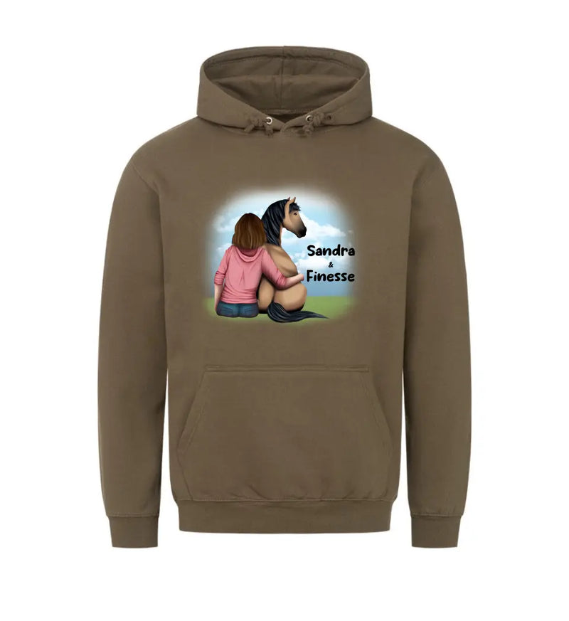 "Pferd und Frauchen" Hoodie Damen (personalisierbar)