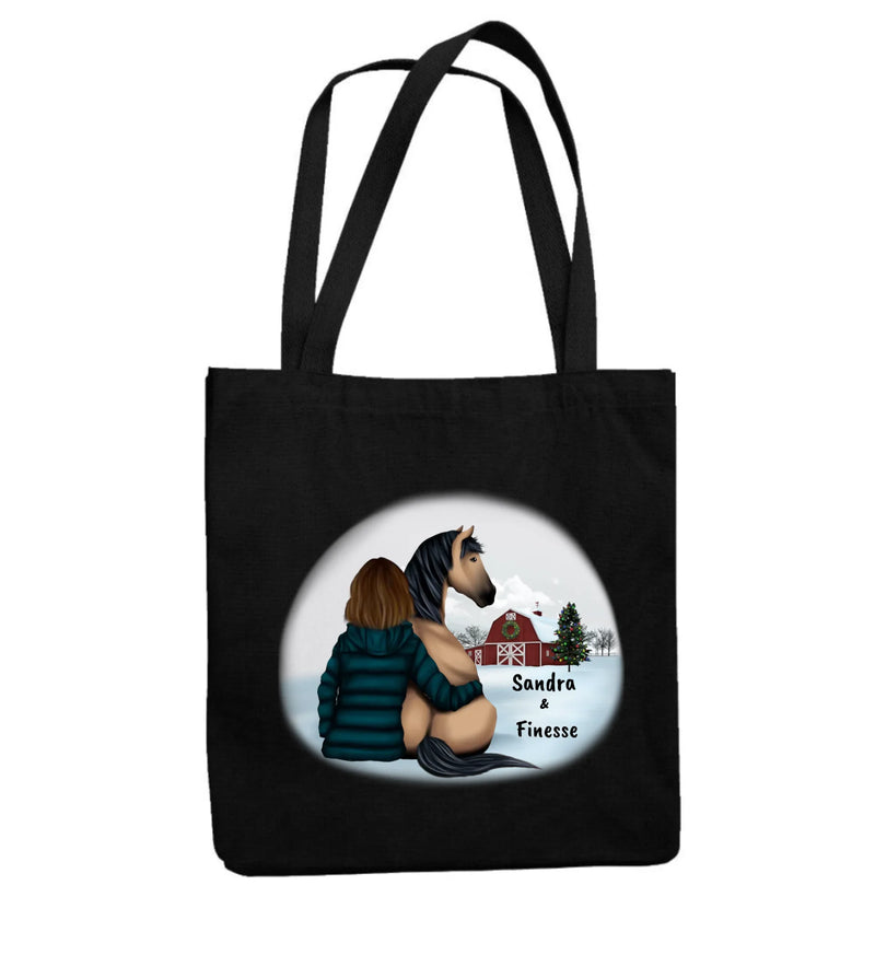 "Pferd und Frauchen Christmas" Einkaufstasche