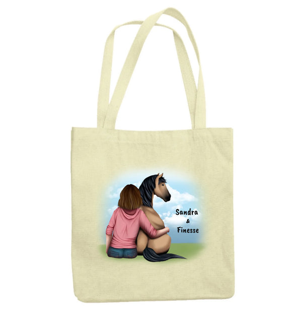 "Pferd und Frauchen" Einkaufstasche(personalisierbar)
