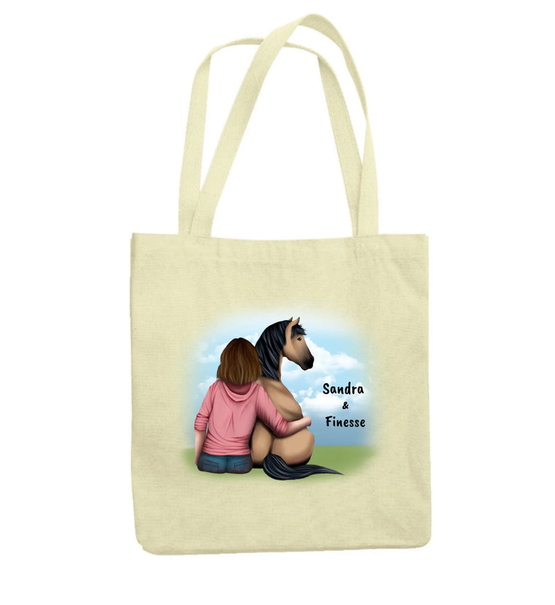 "Pferd und Frauchen" Einkaufstasche(personalisierbar)