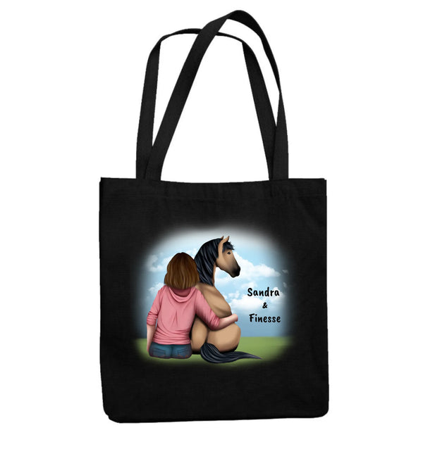 "Pferd und Frauchen" Einkaufstasche(personalisierbar)